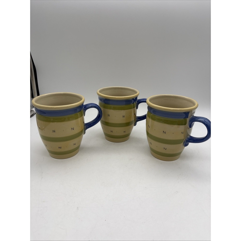 Pfaltzgraff PISTOULET Mugs / Cups Jana Kolpen Blue Green_Price Set of 3